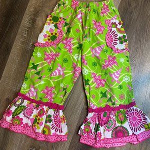 Sage & Lilly Green and Pink Tree Ruffled Christmas  Pants